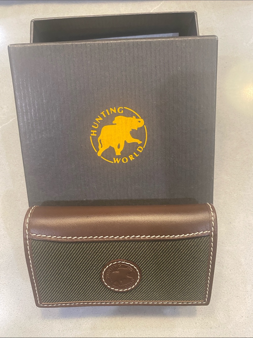 Hunting World Brown & Olive Canvas Leather Men's Wallet